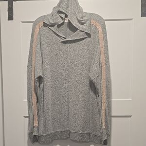 Maurices Gray and Pink Cowl Neck Sweater with Soft Texture
